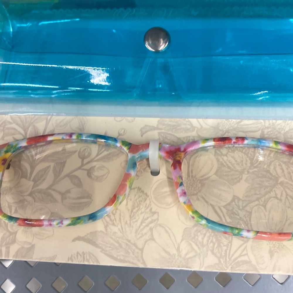 NWT the pioneer woman blue blocker reading glasses with case